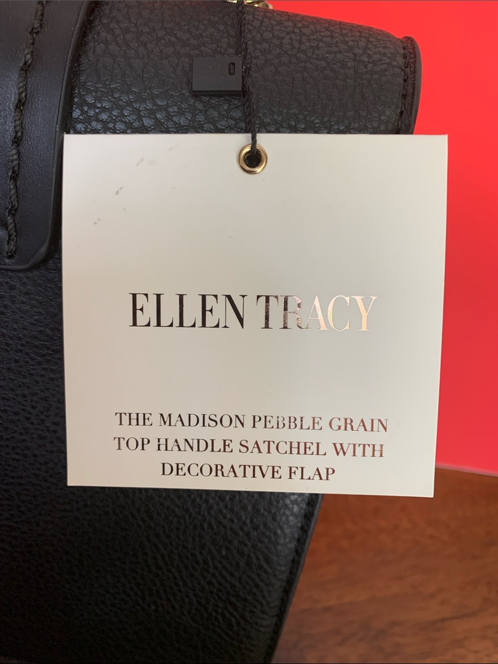 Ellen Tracy Black Top-Handle Satchel with Detachable Strap - Picture 4 of 10